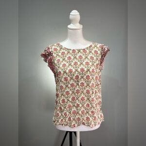 SALE! Floral Nicole Miller Ruffle Blouse Size M EUC